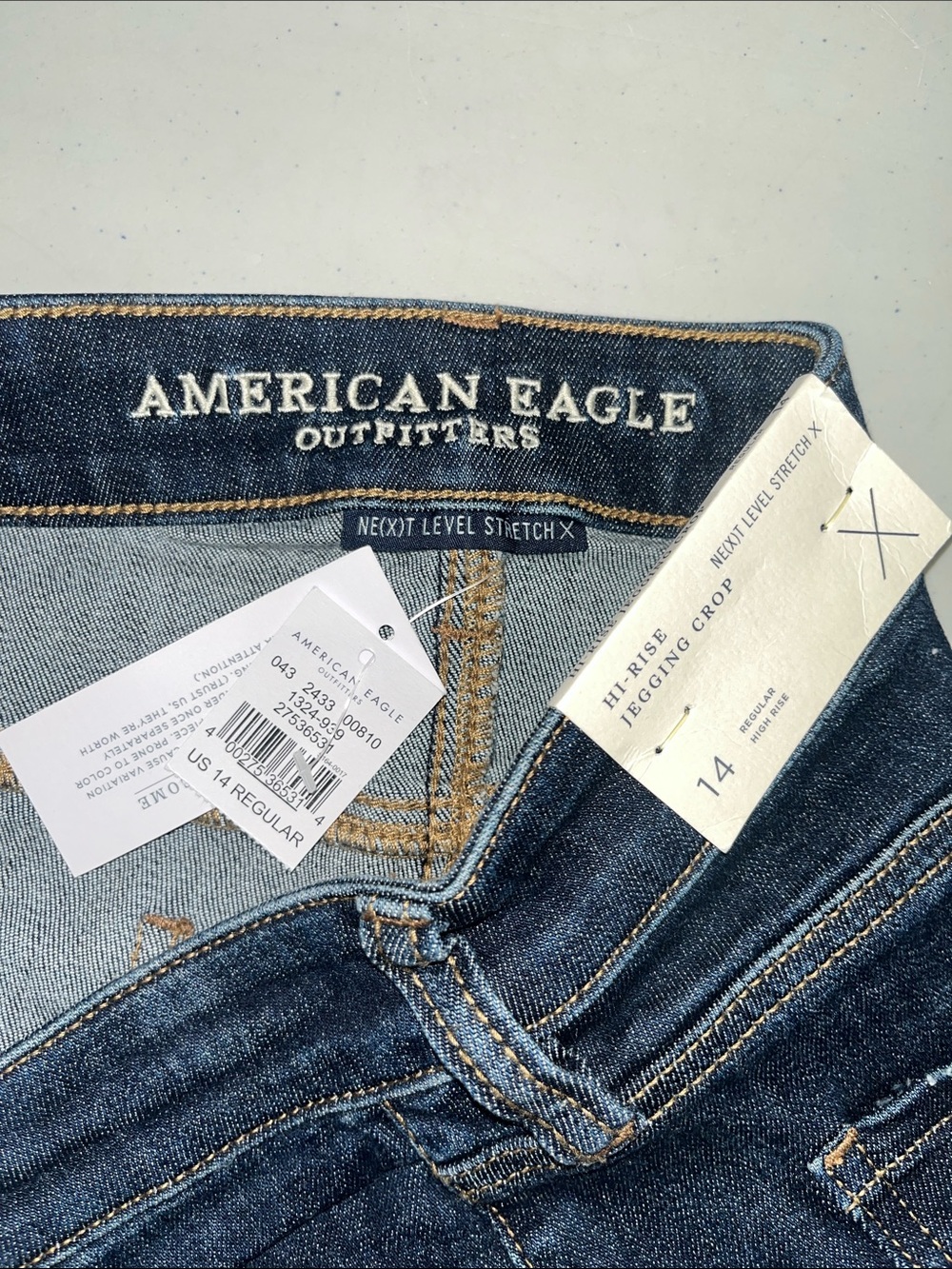 American Eagle NWT 14 Denim Distressed Ne(x)t Level Hi-Rise Jegging Crop Jeans - Picture 3 of 3